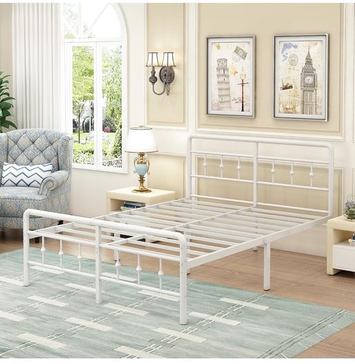 Double Bed Frame 4ft6 with Headboard and Footboard, Metal Bed Frame Double 46 cm High