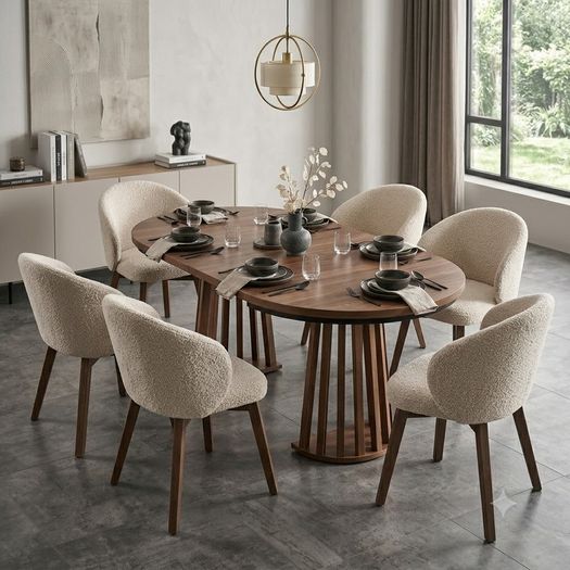 Tovo Dark Walnut Extendable Round Dining Table