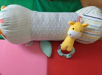 Long baby support roll pillow for tummy time & side sleeping.