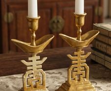 vintage Chinese brass  candle holders