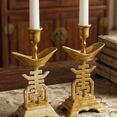 vintage Chinese brass  candle holders