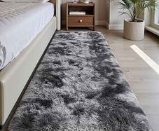 Rugs Living Room 80x160cm, Grey Runner rug for Bedroom, Washable Anti Slip Fluffy Rug Shaggy Soft Modern Floor Carpets Mat Beside Rugs for Kids Hallway Living Room