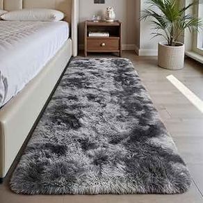 Rugs Living Room 80x160cm, Grey Runner rug for Bedroom, Washable Anti Slip Fluffy Rug Shaggy Soft Modern Floor Carpets Mat Beside Rugs for Kids Hallway Living Room