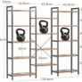 Triple Bookshelf, Large Bookcase with 14 Open Display Shelves, Industrial Book Shelves Book Case for Bedroom, Wide Standing Shelving Unit for Living Room Home Office (Vintage Brown, 5-tier) Image 2