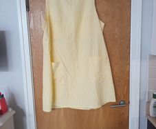 Stripe Lemon /White Pinafore  Dress With 2 front pockets.   Size 3,XL  - 18-20.  NEW - No Tag.