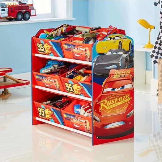 Disney Cars Kids Bedroom Storage Unit with 6 Bins
