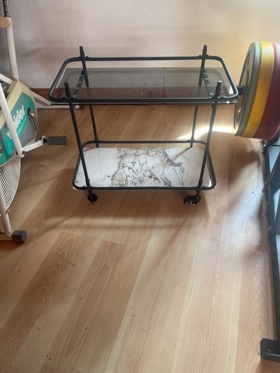 Marble and glass bar cart