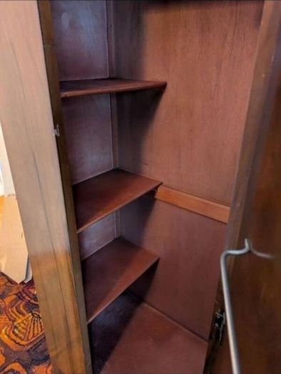Vintage 1940s Art Deco Wooden Wardrobe Mid Century Gentlemans Compactum