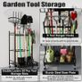 Garden Tool Tower Storage Rack 360 Rotating Garden Tool Holder Stand Storage Organizer Shelf with 6 Wheels Heavy Duty Rolling Tool Cart for Lawn Garage Shed Workshop Patios Image 4