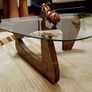 Modern Wooden Glass Coffee Table, Unbreakable Tempered Glass Image 2