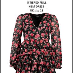 Chiffon Floral Tiered Hem Dress