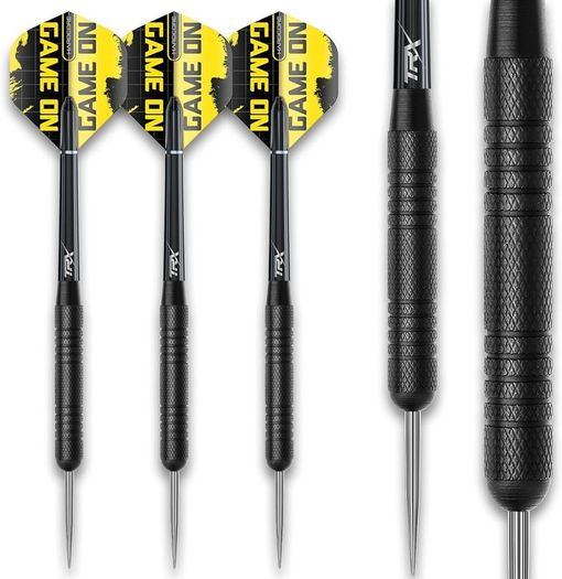 FREE P&P Steel Darts Set, Professional 23g Darts Tip with Non-Slip Stainless Steel Shaft, Poly Flights, PVC Shafts, Dart Sharpener, Rubber Rings, Flight Protecter, with Gift Box