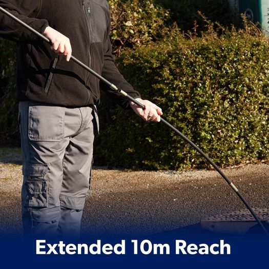 10M Drain Rod Kit with Heavy Duty Gloves & Carry Bag - Professional Flexible Drain Cleaner for Blocked Drains, Sinks, Toilets - Heavy Duty Brass Fittings, Easy Assembly