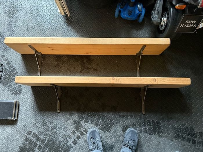 2 Rustic wooden wall shelves
