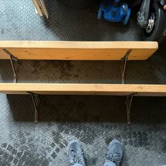 2 Rustic wooden wall shelves