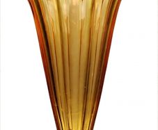 Art Deco Amber Glass Fan Vase 1930s