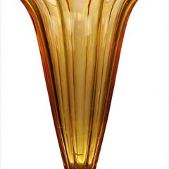 Art Deco Amber Glass Fan Vase 1930s