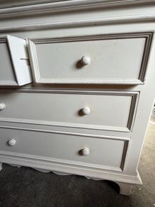 Solid wood chest of drawers and mirror