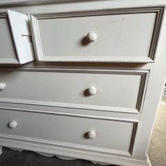 Solid wood chest of drawers and mirror