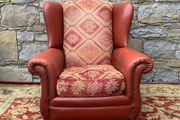 Leather and Kilim Upholstered Wingback Armchair