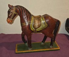 Vintage Hand Carved and Painted Folk Art Horse Statue