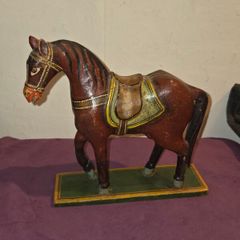 Vintage Hand Carved and Painted Folk Art Horse Statue