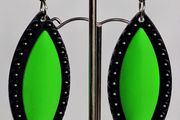 Neon Fluorescent Green &amp; Black Marquis Studded Earrings
