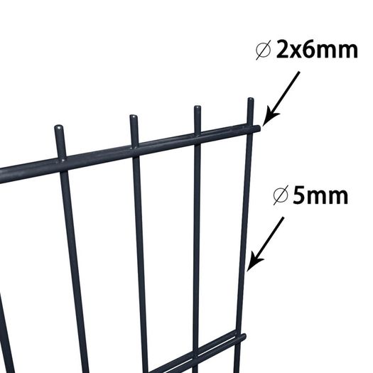2D Gabion Fence Galvanised Steel 2.008x1.03 m 4 m (Total Length) Grey