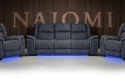 Naiomi 3+1+1 Electric Grey Fabric Recliner Sofa Set
