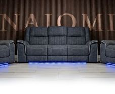 Naiomi 3+1+1 Electric Grey Fabric Recliner Sofa Set