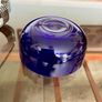 Vintage 1950s Cobalt Blue Glass & Silver Chrome Double Table Basket Image 9