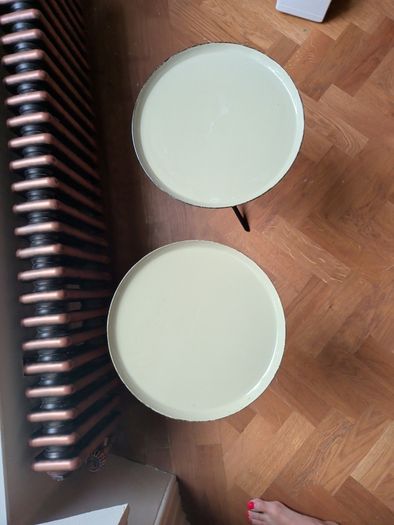 pair of enamel small side tables