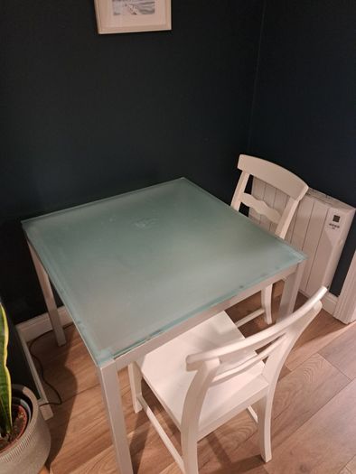 Square dining table with 4 chairs