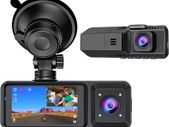 Triple Lens Dash Cam Front Rear and Inside Full HD 1080P for Cars with Infrared Night Vision