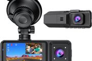 Triple Lens Dash Cam Front Rear and Inside Full HD 1080P for Cars with Infrared Night Vision