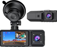 Triple Lens Dash Cam Front Rear and Inside Full HD 1080P for Cars with Infrared Night Vision