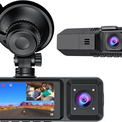 Triple Lens Dash Cam Front Rear and Inside Full HD 1080P for Cars with Infrared Night Vision