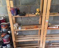 wooden shelving