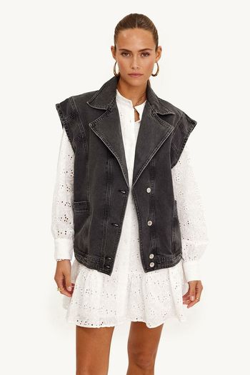 Denim Sleeveless Jacket Size Medium