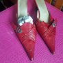 leather pointed toe red shoes size uk 2 barely worn like new Image 2