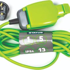 1 Socket Extension Lead, 5m Green Extension Cable, 13 amp Weatherproof Socket