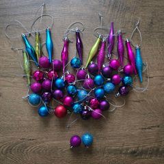 48 Mini Christmas tree decorations colored