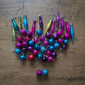 48 Mini Christmas tree decorations colored
