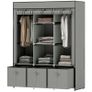Foldable Fabric Wardrobe for Bedroom, Portable Wardrobe with 5 Shelves, 2 Hanging Rails and 3 Fabric Drawers, Light Grey Image 9