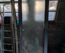 Grey Aluminium External Door with Frosted Double G