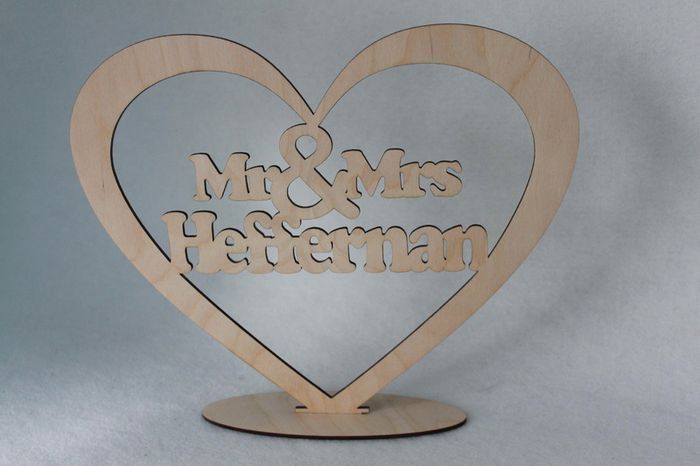 Heart with Mr&Mrs & Custom Surname - Freestanding Wedding Wooden Signs