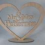 Heart with Mr&Mrs & Custom Surname - Freestanding Wedding Wooden Signs Image 2