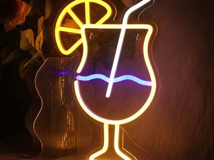 Cocktails Neon Sign for Wall Decor Goblet LED (15.7 inch x 10 inch)