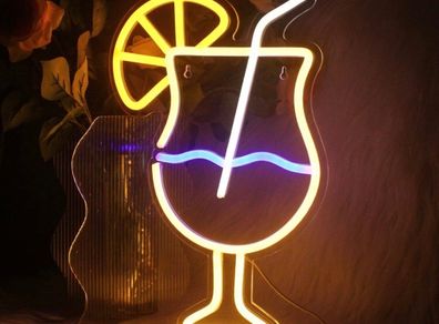 Cocktails Neon Sign for Wall Decor Goblet LED (15.7 inch x 10 inch)