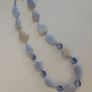 Stunning Hand-Beaded Long Necklace with Pale Blue Lace Agate Asymmetric Faceted Beads and Czech Faceted Crystal Beads - Handmade by Christabel Image 6